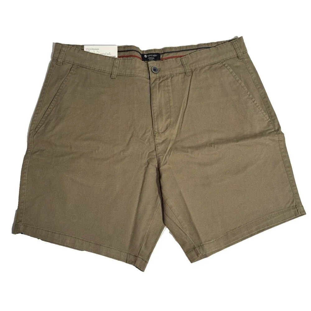 NEW NWT Sperry Khaki Cotton Flex Shorts Mens Size 36, 8